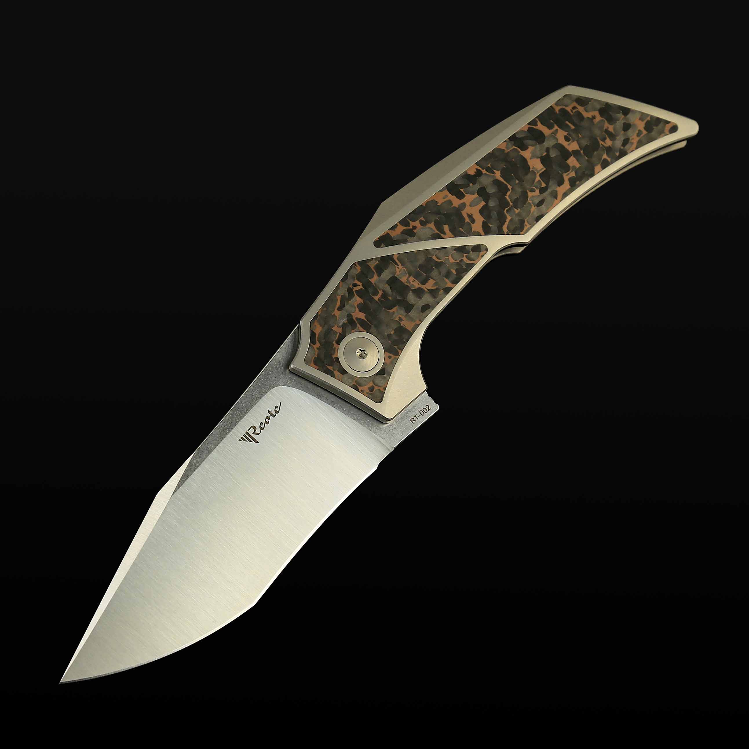T3500 Titanium bead blast handle Snake skin Copper inlay