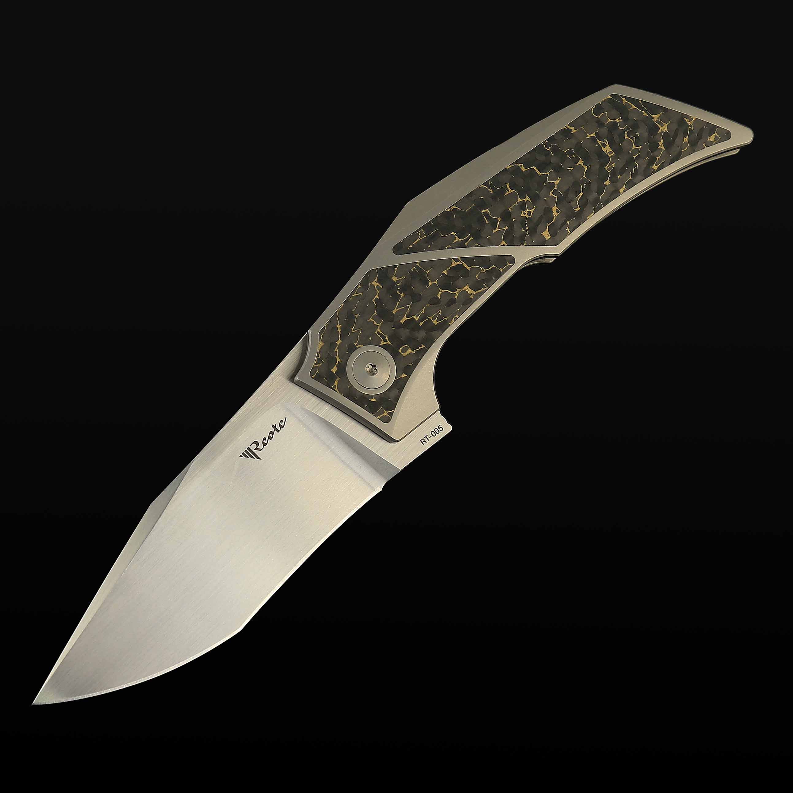 T3500 Titanium bead blast handle Snake skin Gold inlay