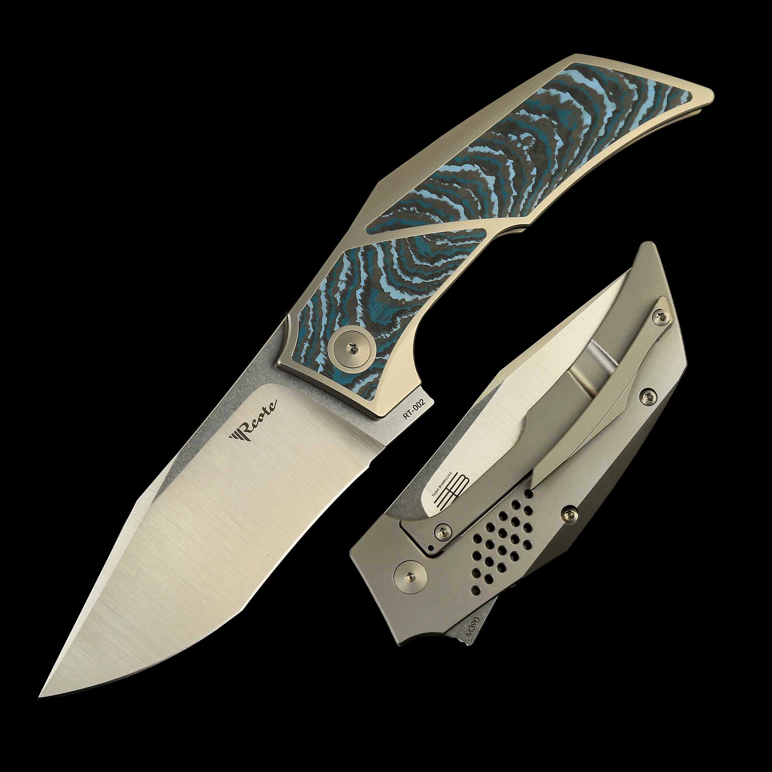 T3500 Titanium bead blast handle CROSSCUT Arctic Storm inlay