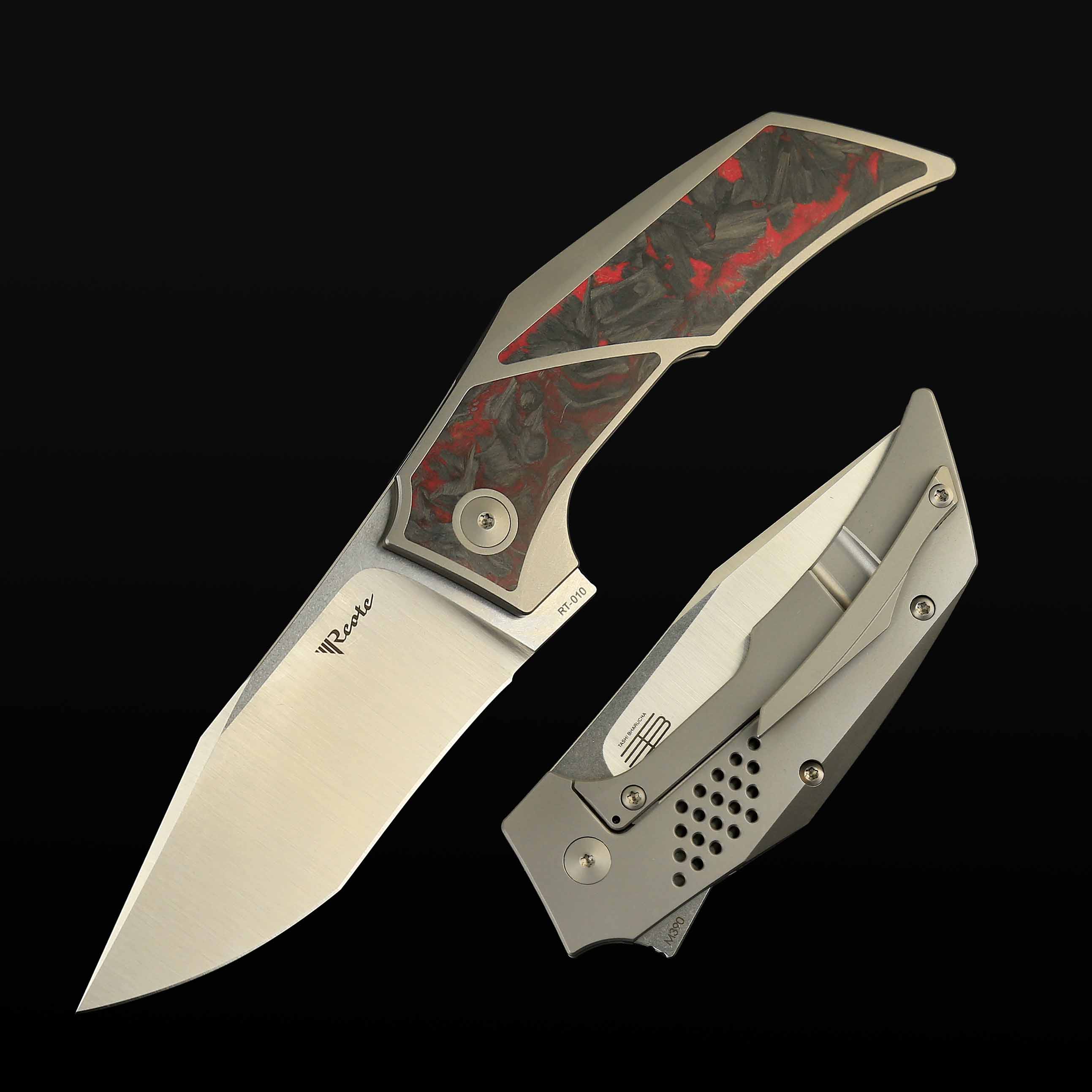 T3500 Titanium bead blast handle Dark Matter- Red inlay