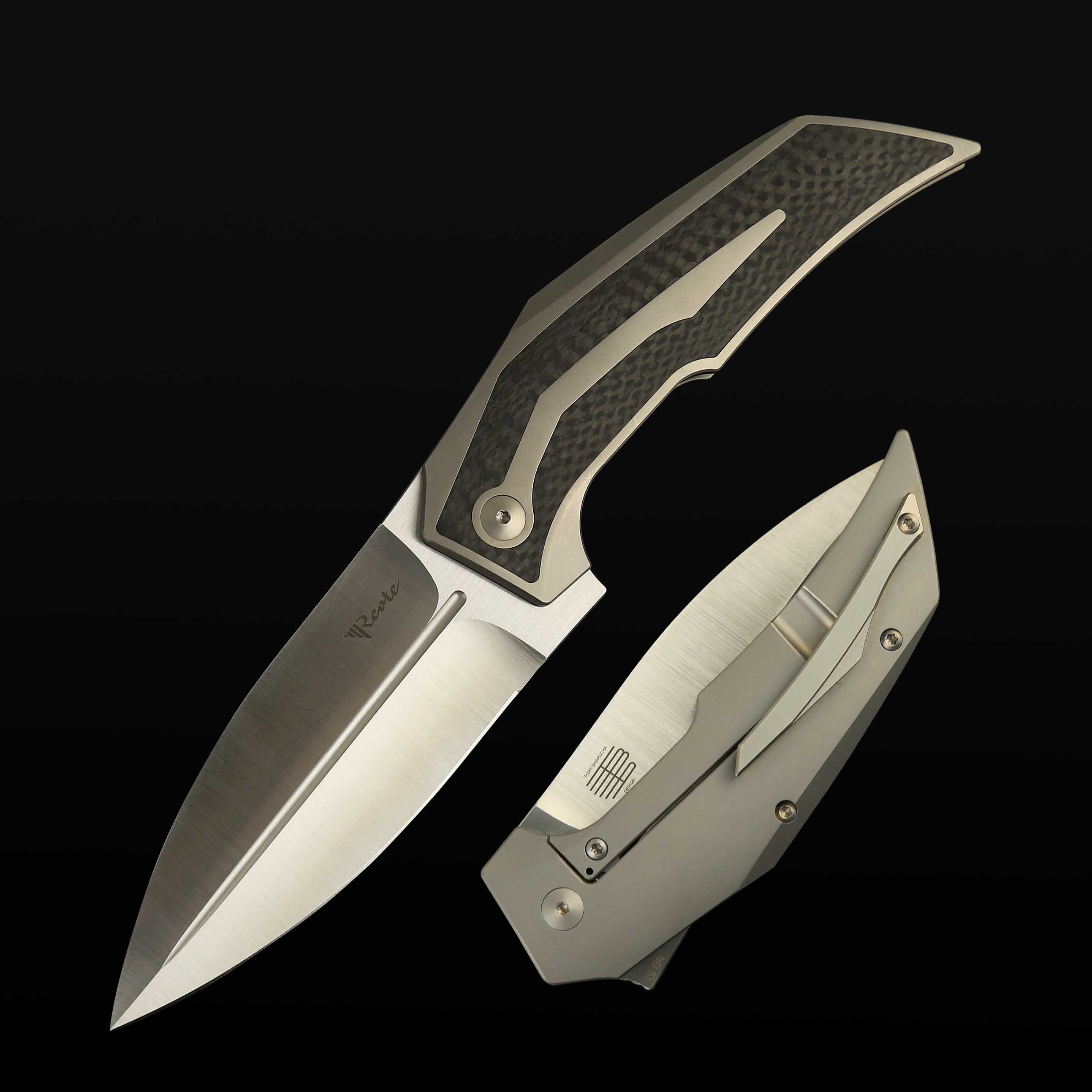 T4000 Titanium bead blast handle Carbon Fiber inlay