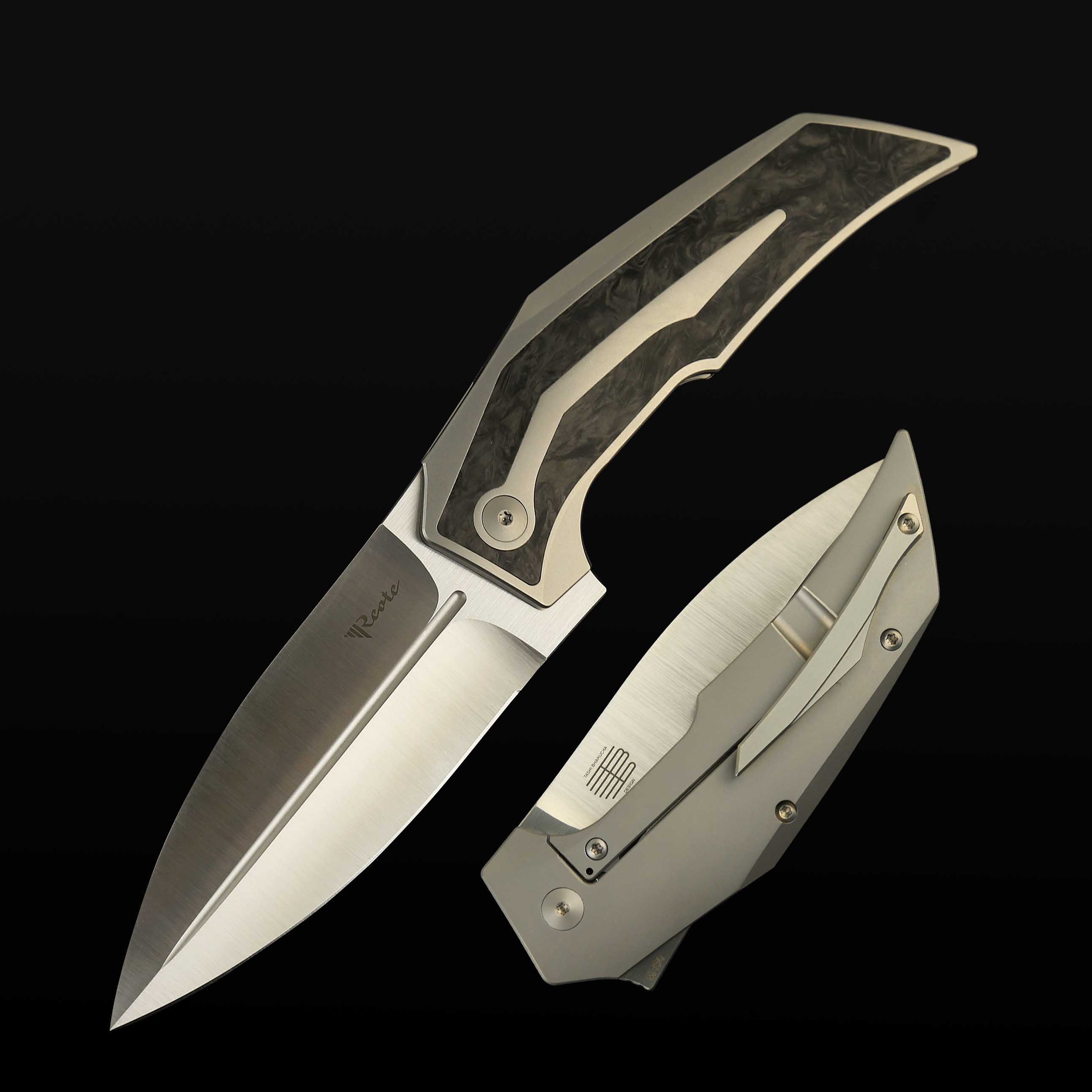 T4000 Titanium bead blast handle Marble carbon fiber inlay