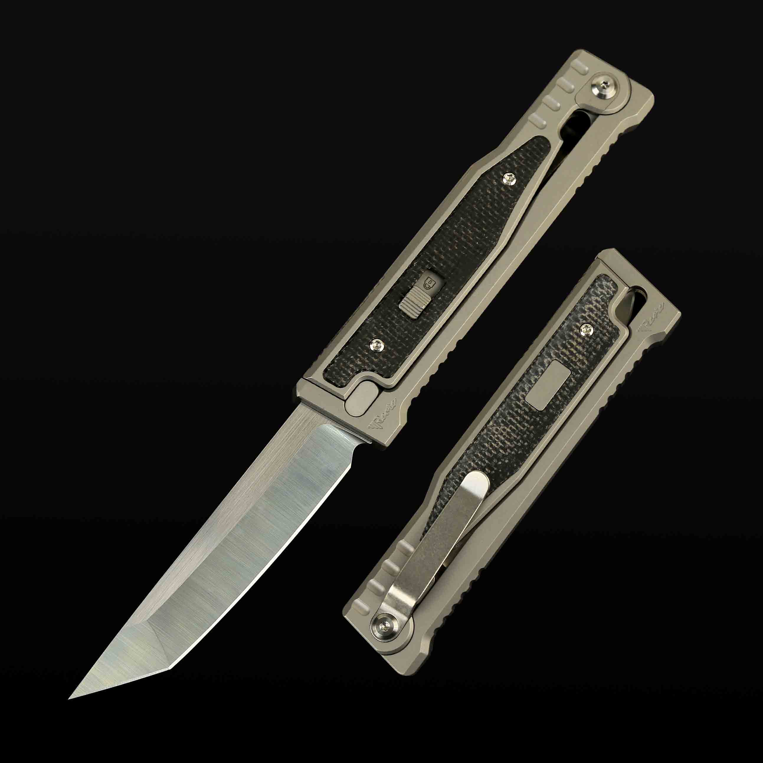 EXO Titanium bead blast handle Black Micarta inlay - Tanto