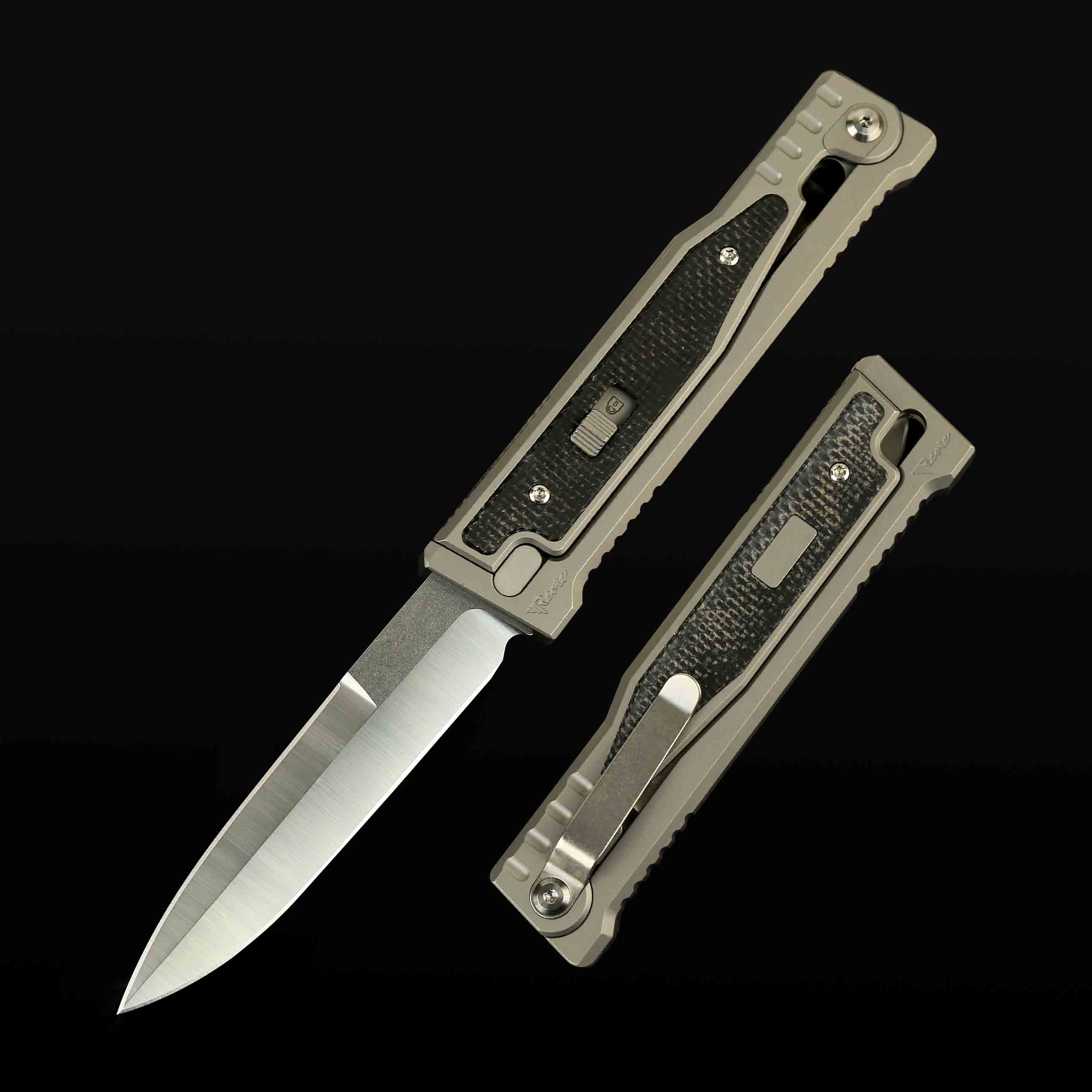 EXO Titanium bead blast handle Black Micarta inlay - Double edge