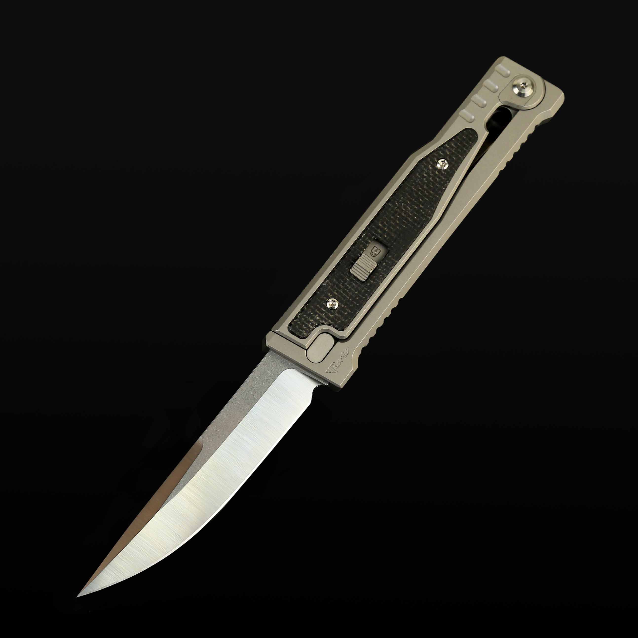 EXO Titanium bead blast handle Black Micarta inlay - Drop point