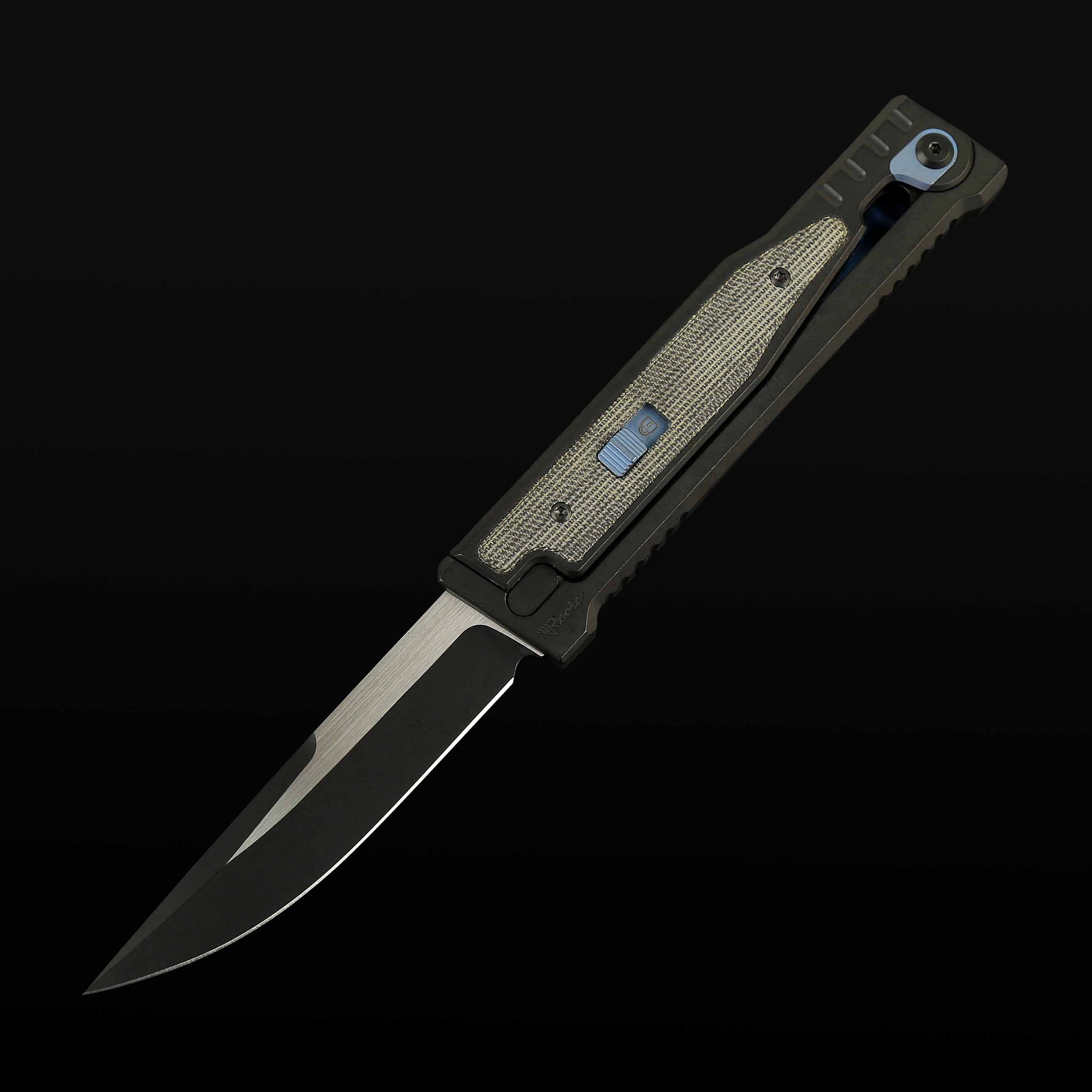 EXO Titanium bead blast handle Black micarta Micarta inlay - Drop point