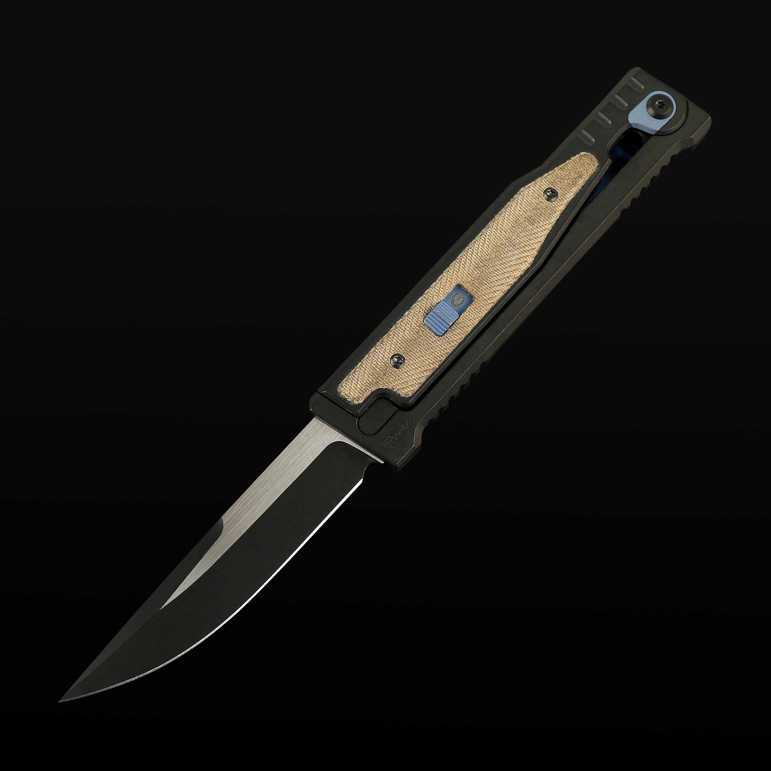 EXO Titanium bead blast handle Green micarta Micarta inlay - Drop point