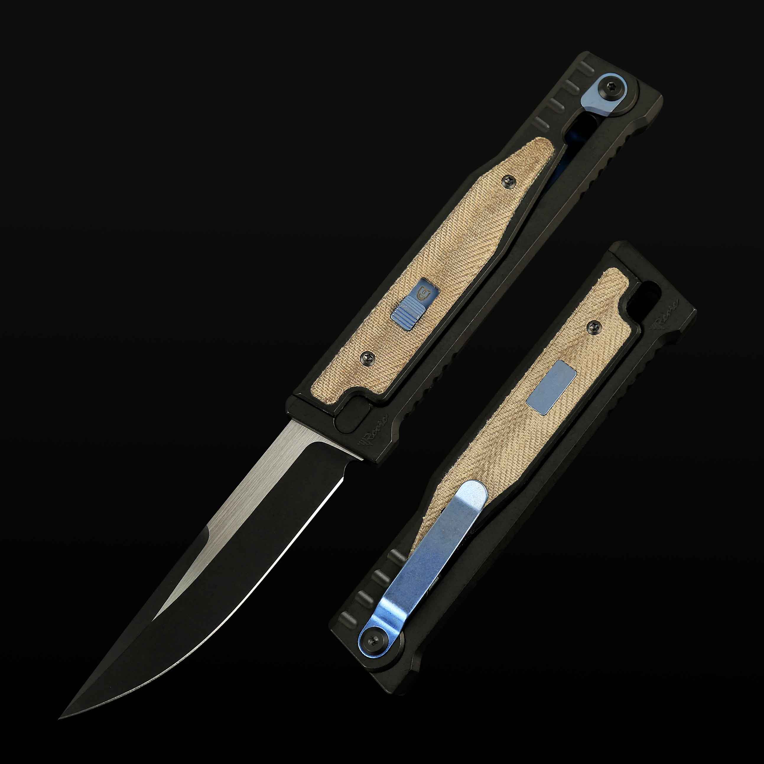 EXO Titanium bead blast handle Green micarta Micarta inlay - Drop point