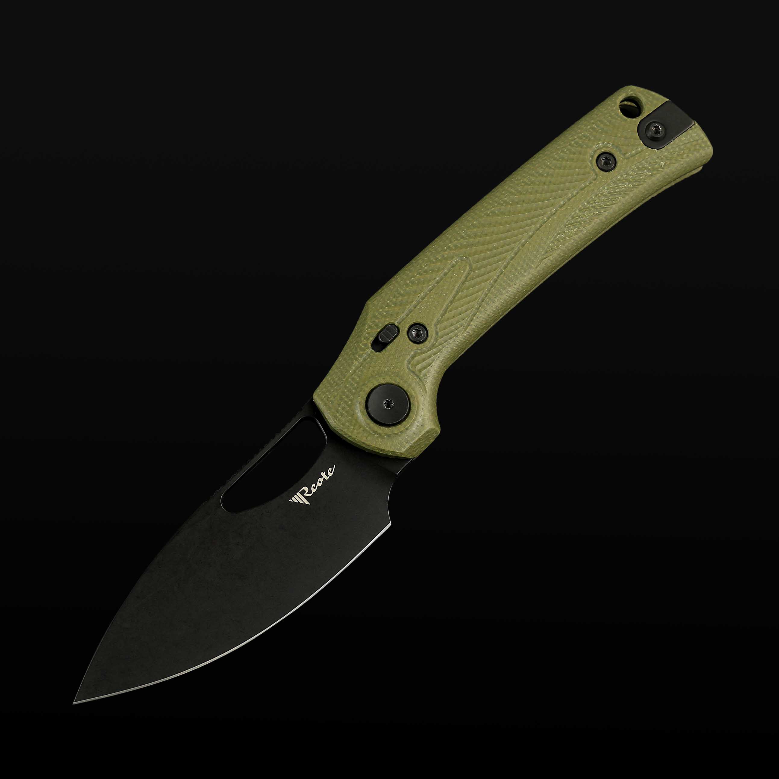 PL-XE Green Micarta inlay with Nitro-V blade - Black PVD Drop Point