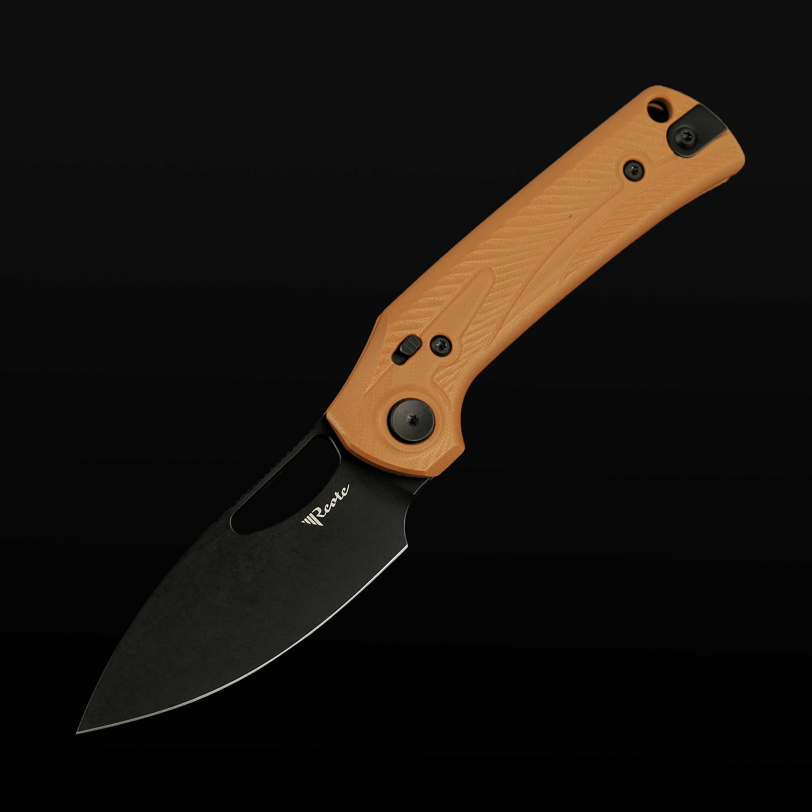PL-XE G10-Tan inlay with Nitro-V blade - Black PVD  Drop Point