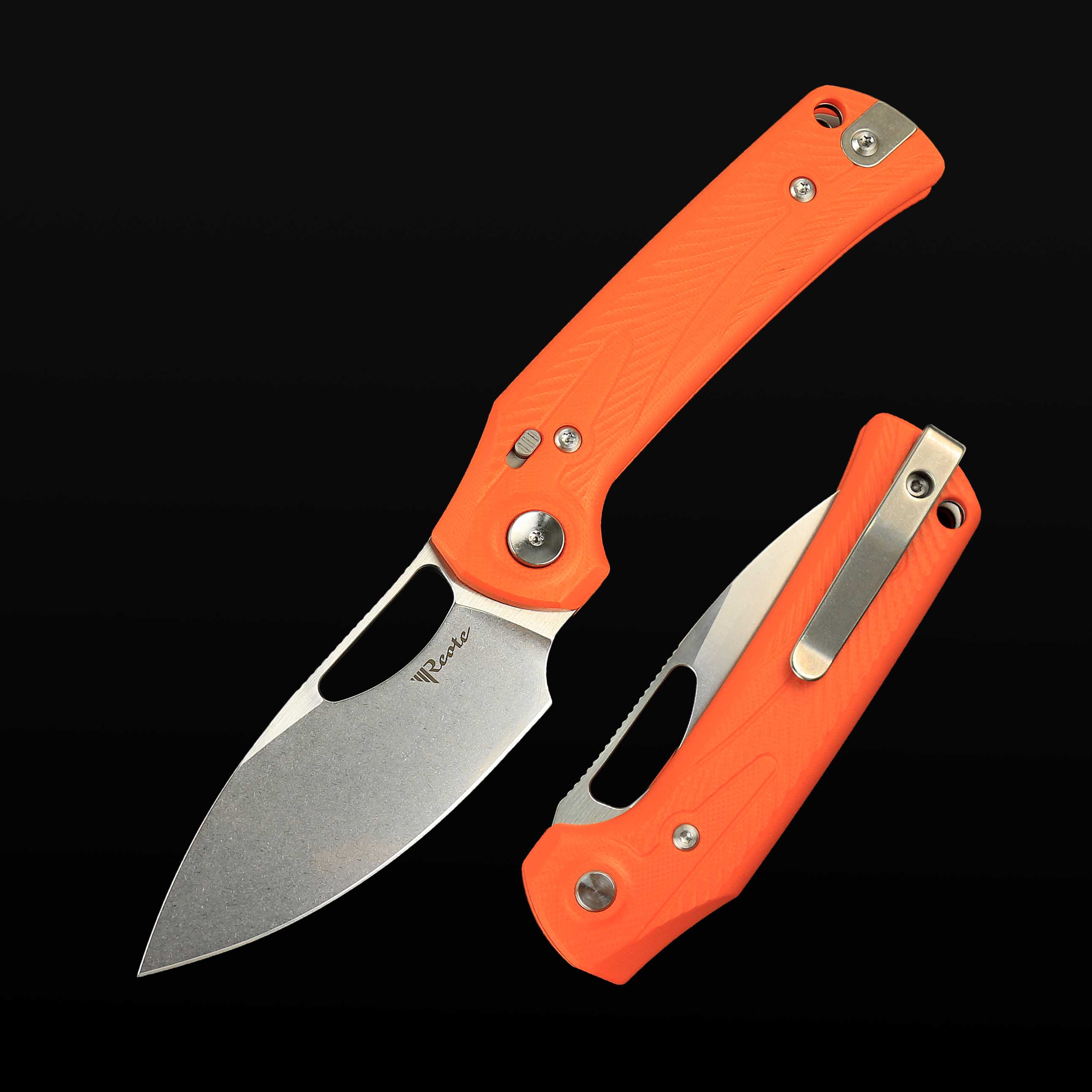 PL-XE G10-Orange inlay with Nitro-V blade - Stonewashed  Drop Point